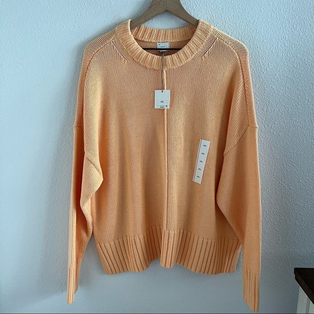 NWT A New Day Muted Orange Open Knit Crew Sweater Pullover XXL